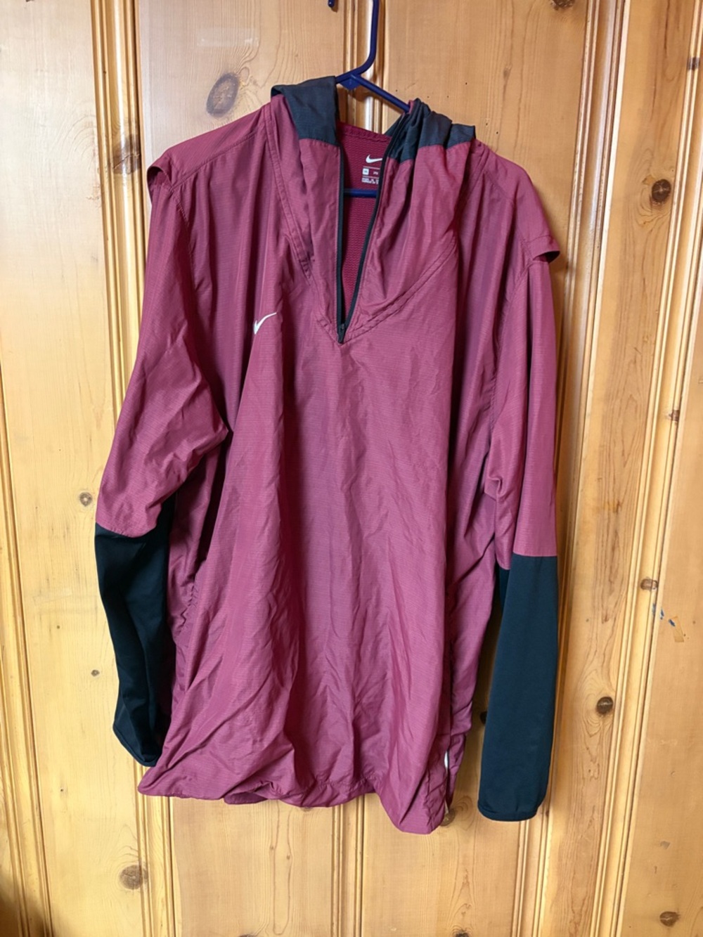 Nike 3xl Maroon and Black Half-Zip Windbreaker Hooded Jacket